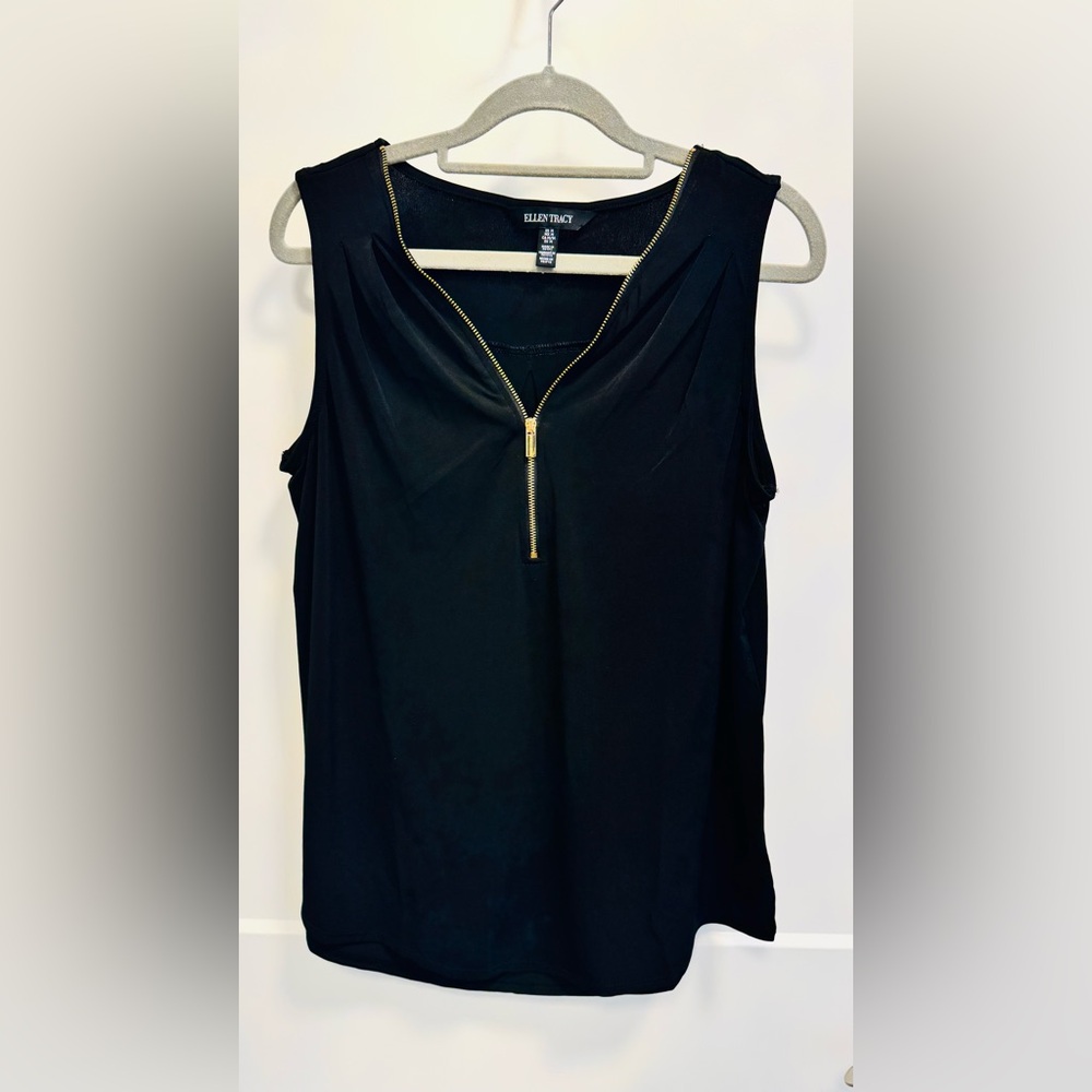 Ellen Tracy Black Top with Gold Accent